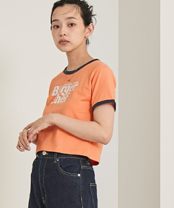 ロゴプリントクロップドTシャツ【miette ミエット】【メール便可／50