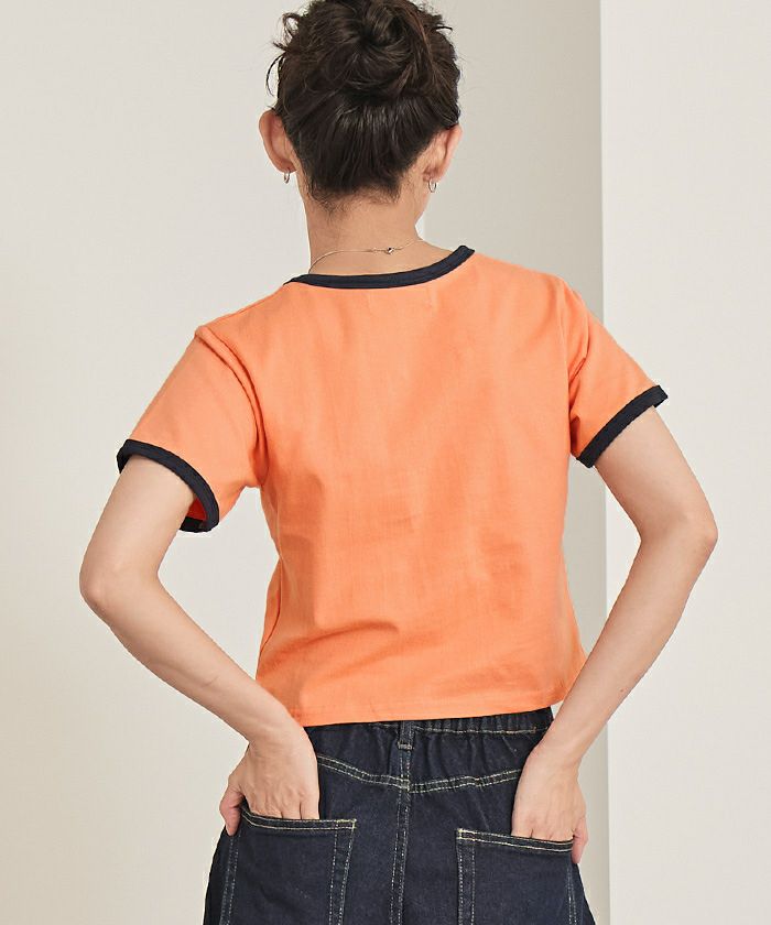 ロゴプリントクロップドTシャツ【miette ミエット】【メール便可／50