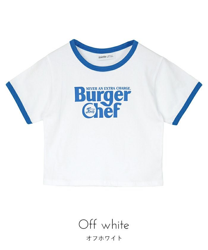 ロゴプリントクロップドTシャツ【miette ミエット】【メール便可／50