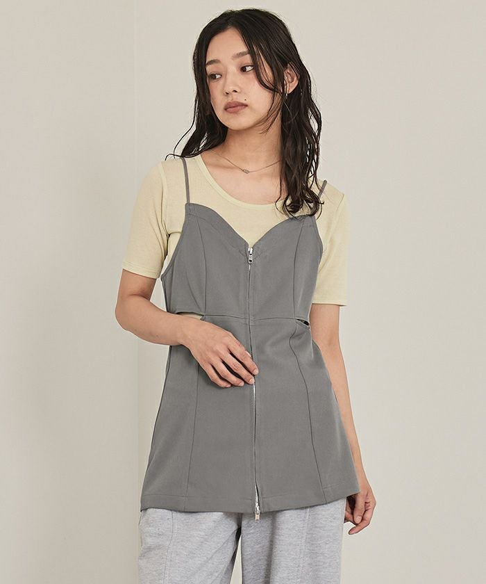 フロントジップサイドカットビスチェ【miette ミエット】【メール便可