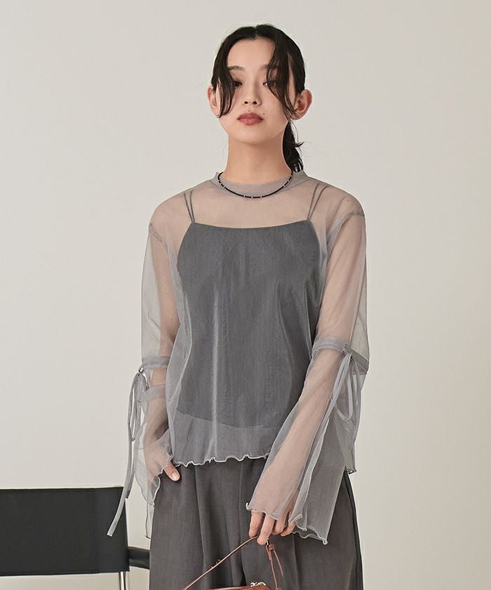 スリットスリーブシアートップス【miette ミエット】【メール便可／50