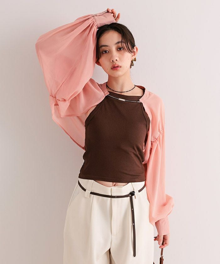 フロントチェーンボリュームスリーブシアーボレロ【miette ミエット
