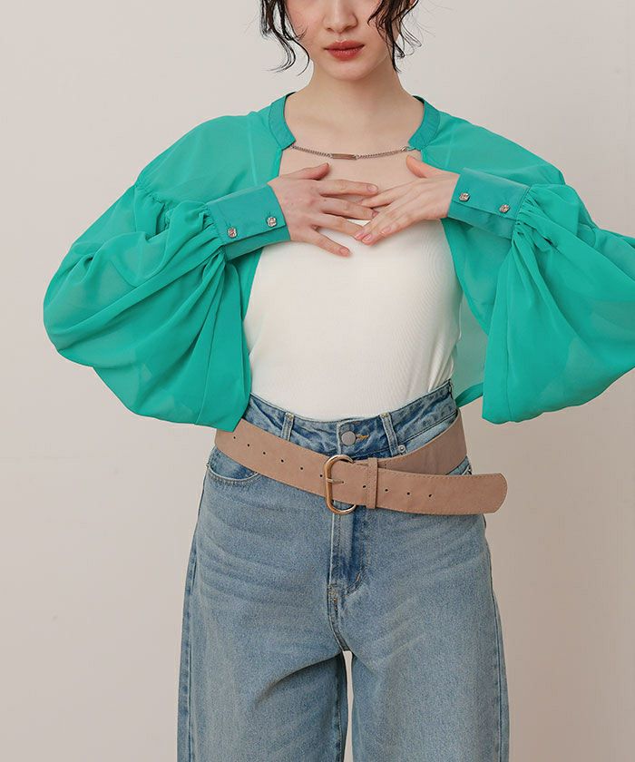 フロントチェーンボリュームスリーブシアーボレロ【miette ミエット