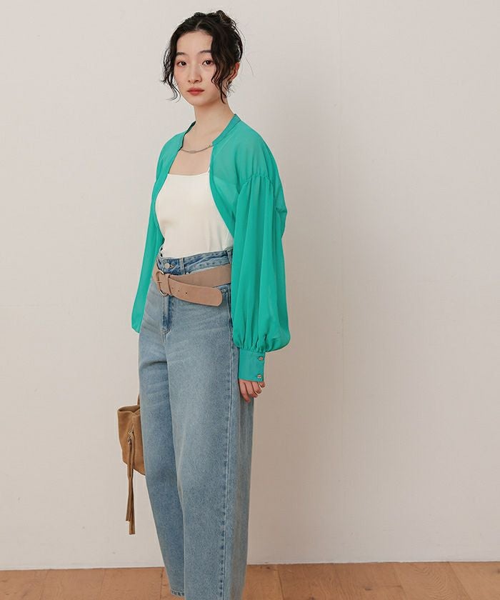 フロントチェーンボリュームスリーブシアーボレロ【miette ミエット