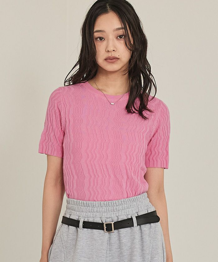 ジグザグリブ半袖トップス【miette ミエット】【メール便可／80