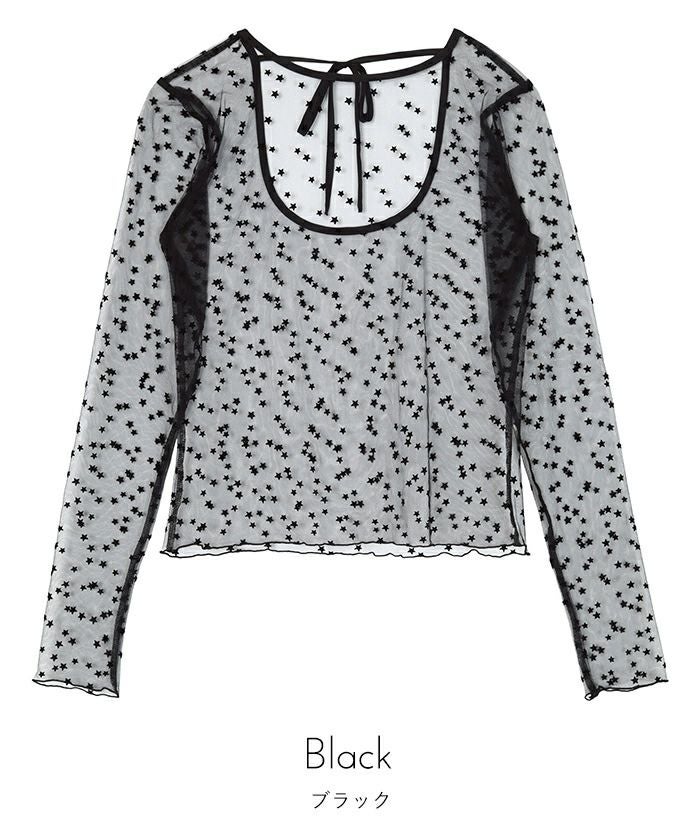 バックオープンフロッキーチュールトップス【miette ミエット