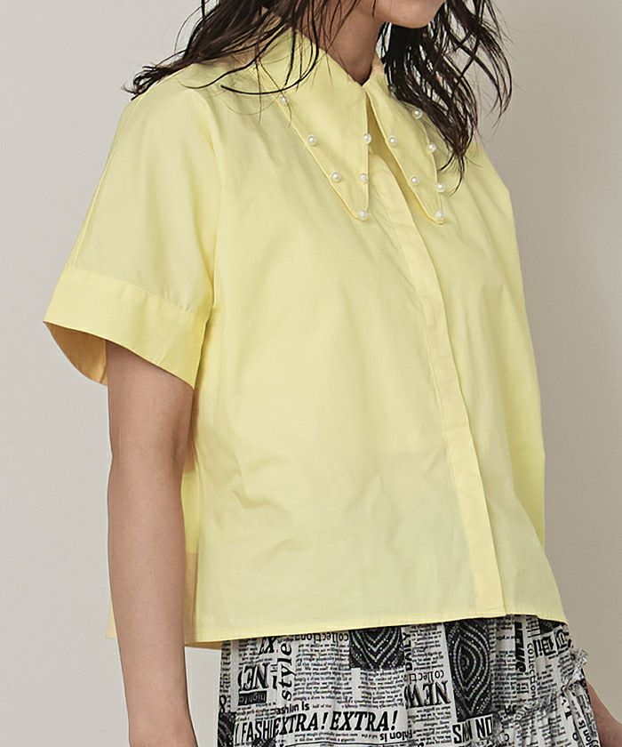 Miette. ページ パールビッグカラーシャツ【miette ミエット】【メール便可／90