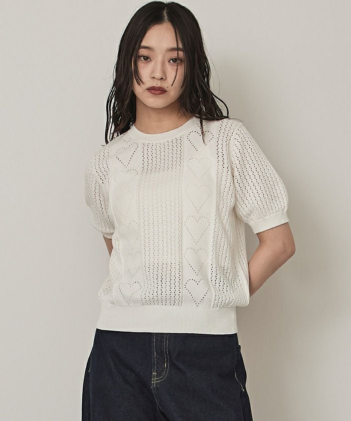 ハートニットトップス【miette ミエット】【メール便可／100】 | titivate