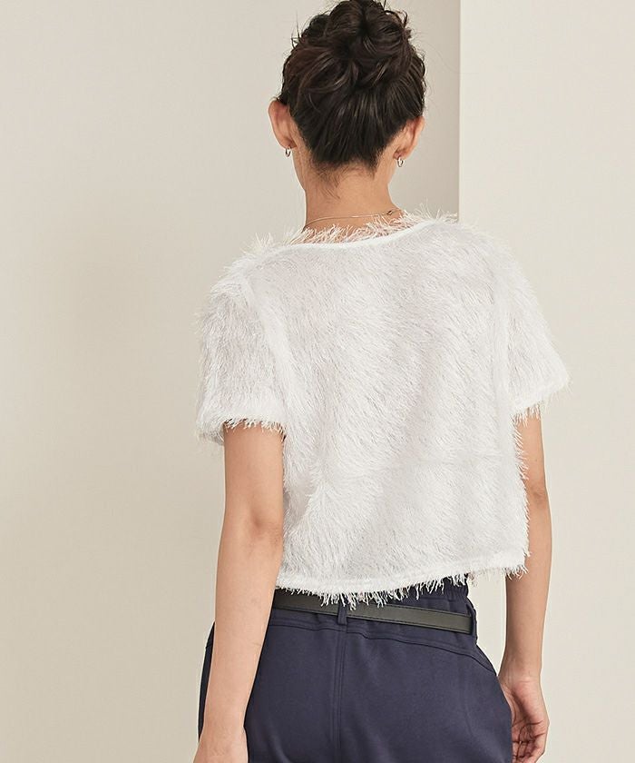 Gypsophila 半袖 フリンジ トップス ホワイト F キラキラフリンジ半袖トップス【miette ミエット】【メール便可／100