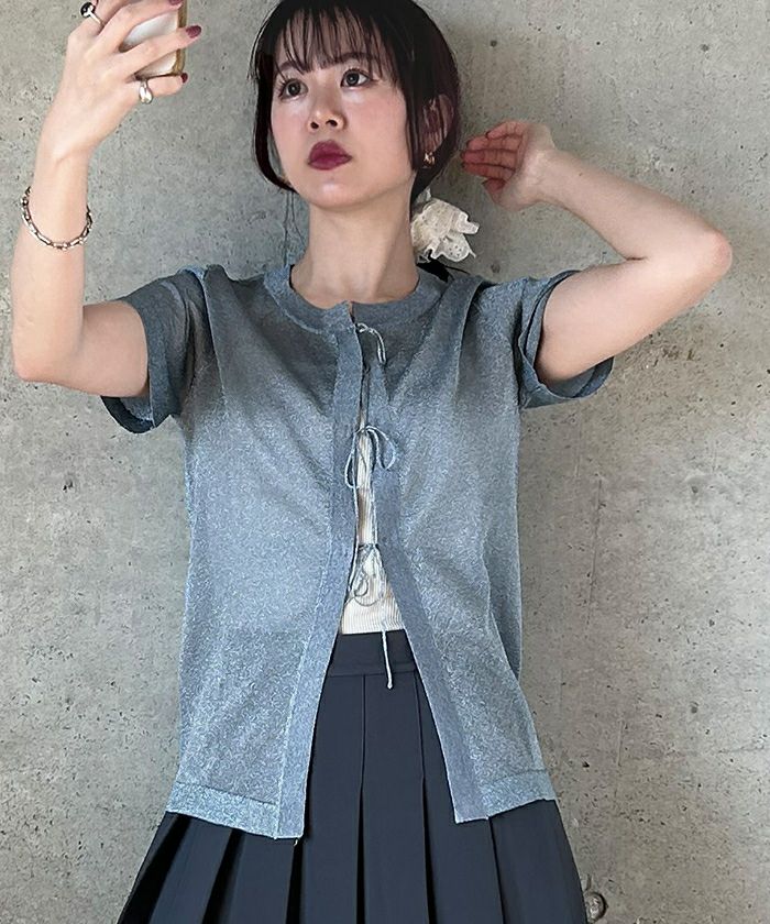 フロントリボンラメシアートップス【miette ミエット】【メール便可