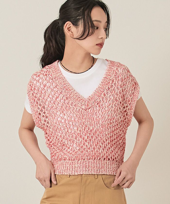 キラキラメッシュ編みベスト【miette ミエット】 | titivate
