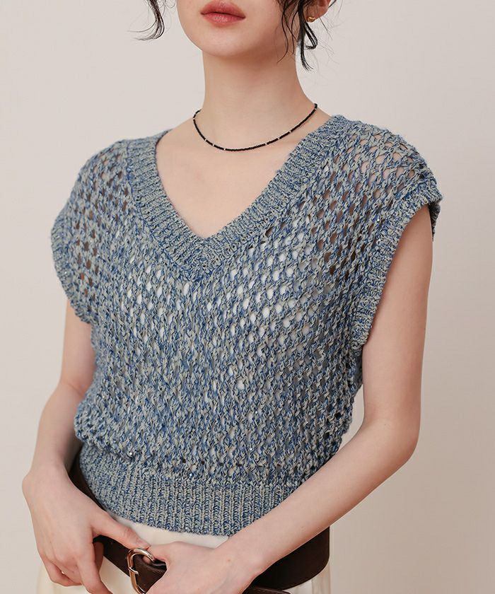 キラキラメッシュ編みベスト【miette ミエット】 | titivate