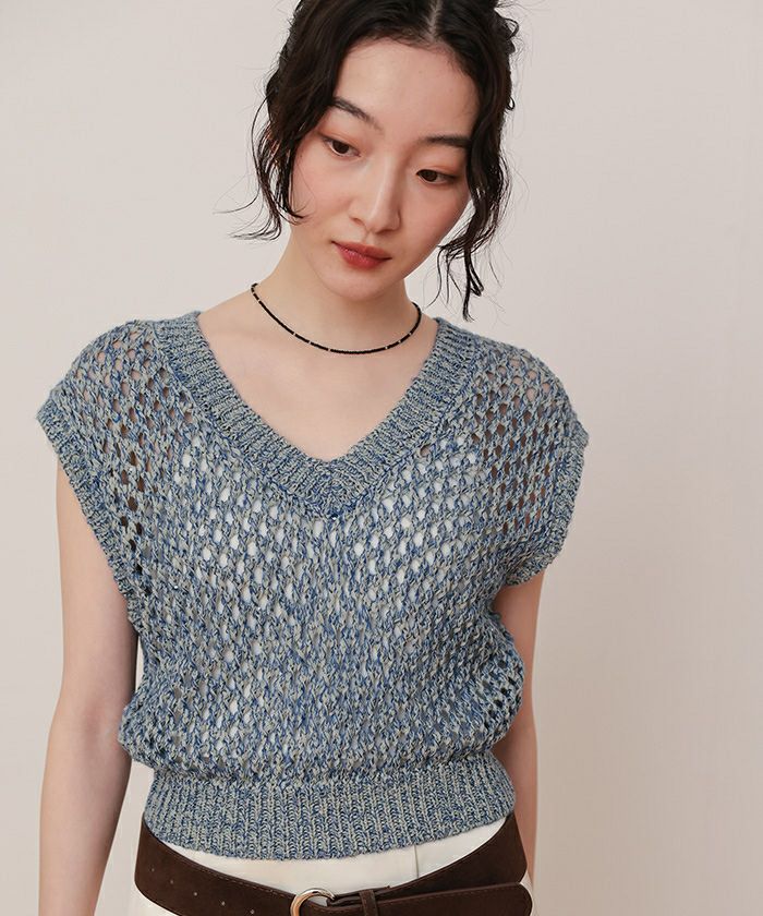 キラキラメッシュ編みベスト【miette ミエット】 | titivate