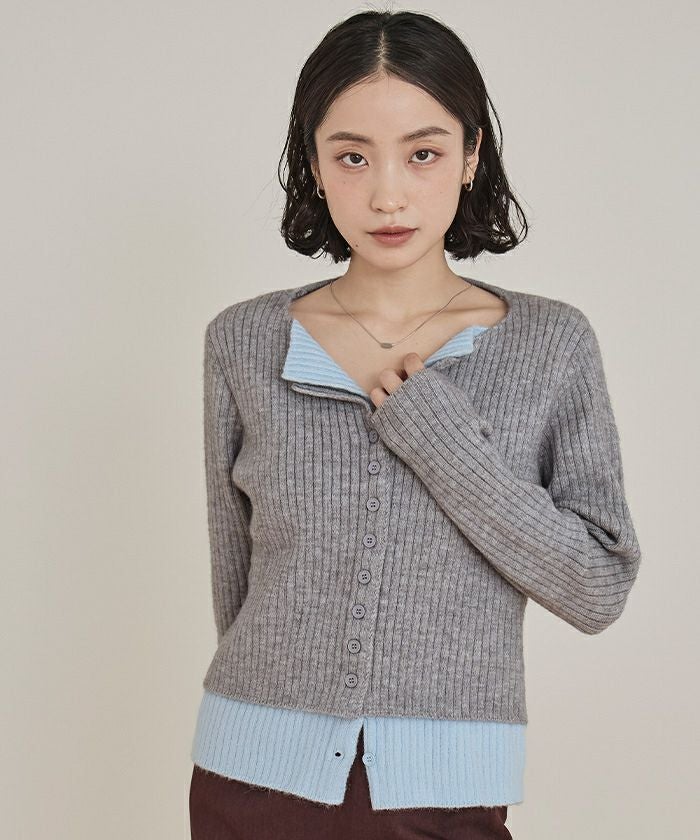 レイヤード配色ニットカーディガン【miette ミエット】 | titivate