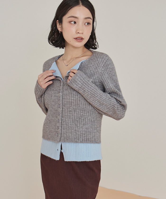 レイヤード配色ニットカーディガン【miette ミエット】 | titivate