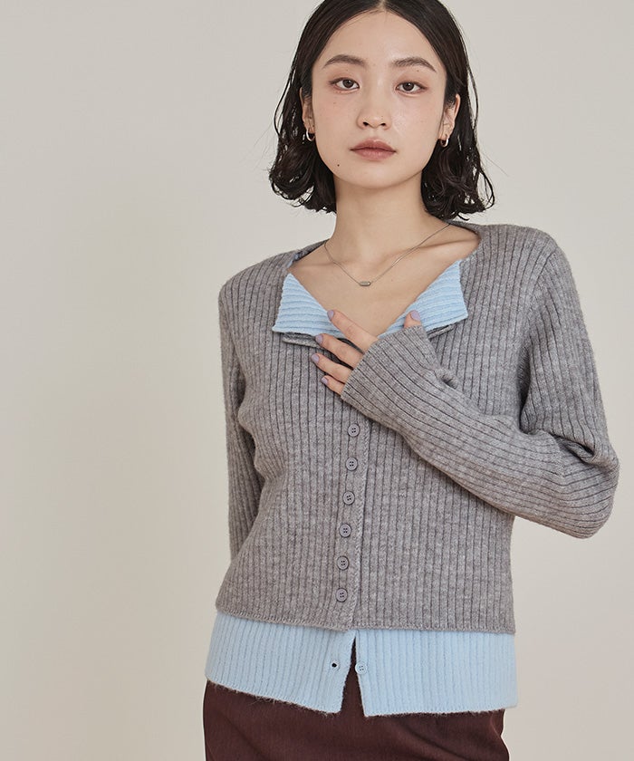 レイヤード配色ニットカーディガン【miette ミエット】 | titivate