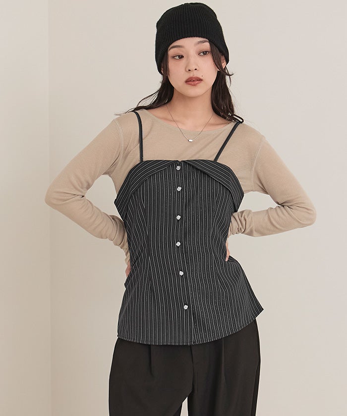 ラメピンストライプビスチェ【miette ミエット】【メール便可／70