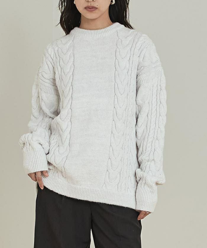 オーバーサイズケーブル編みニット【miette ミエット】 | titivate