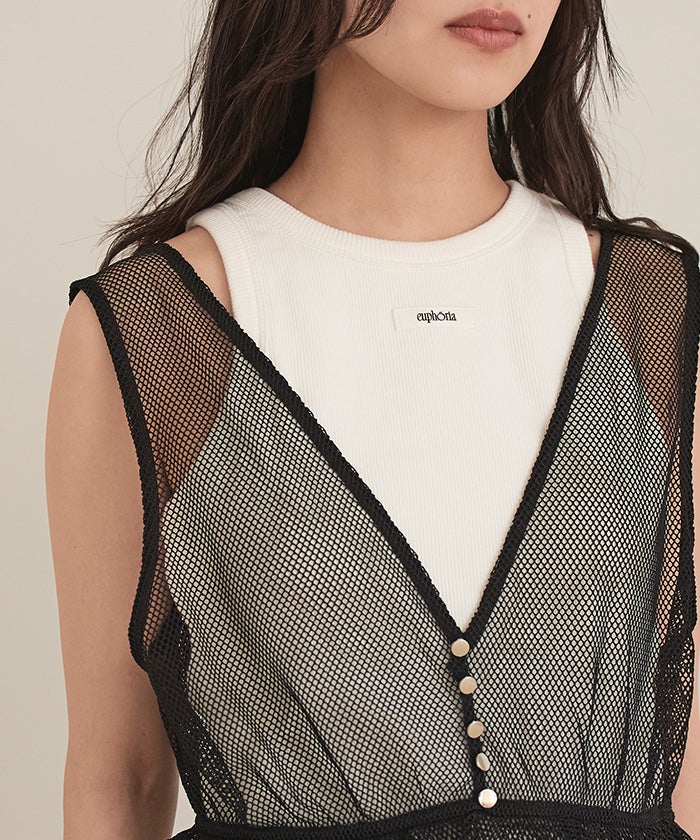 アシメティアードメッシュワンピース【miette ミエット】 | titivate