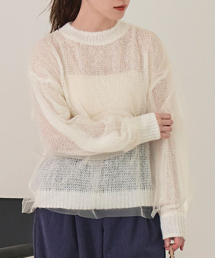 チュールドッキングローゲージニット【miette ミエット】 | titivate