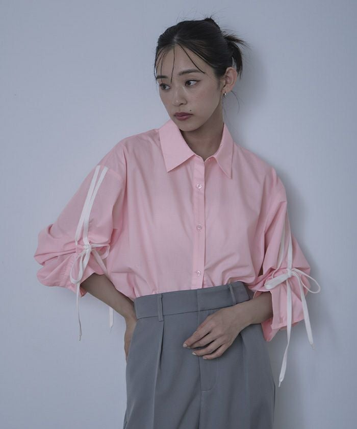 2wayリボンスリーブシャツ【miette ミエット】【メール便可／100