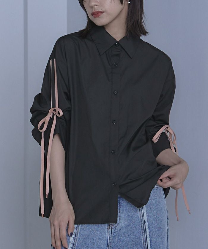 2wayリボンスリーブシャツ【miette ミエット】【メール便可／100