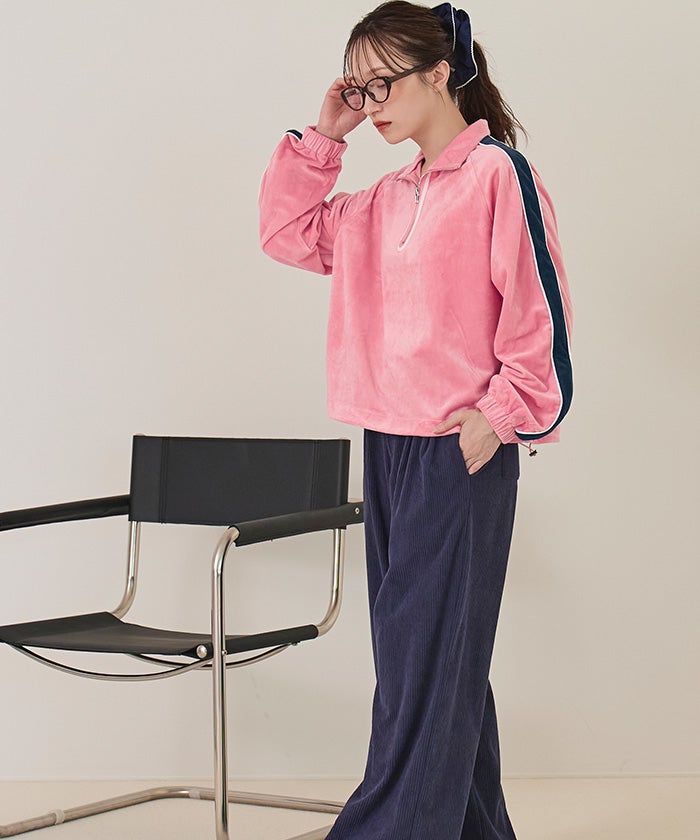 ハーフジップベロアプルオーバー【miette ミエット】 | titivate