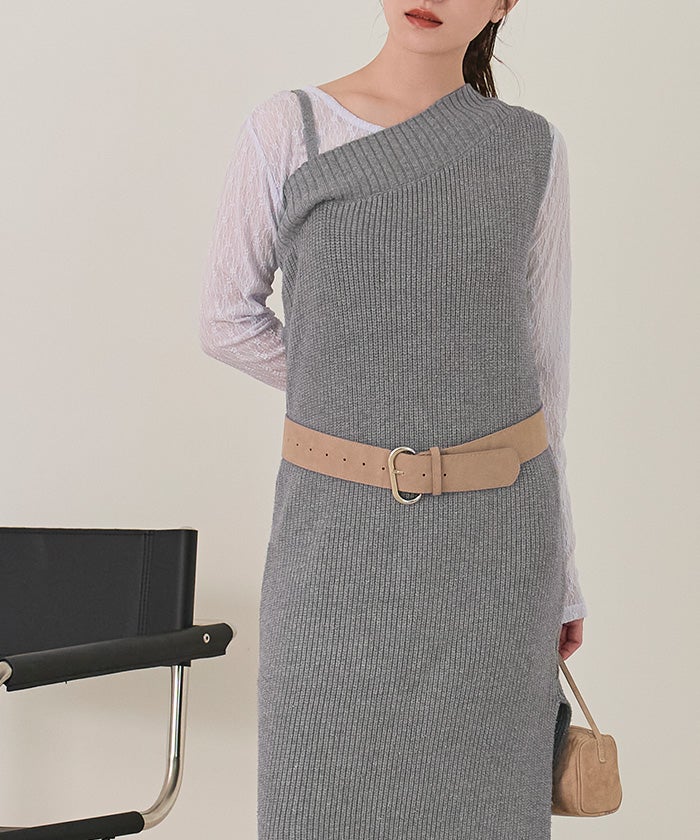 ワンショルダーニットワンピース【miette ミエット】 | titivate