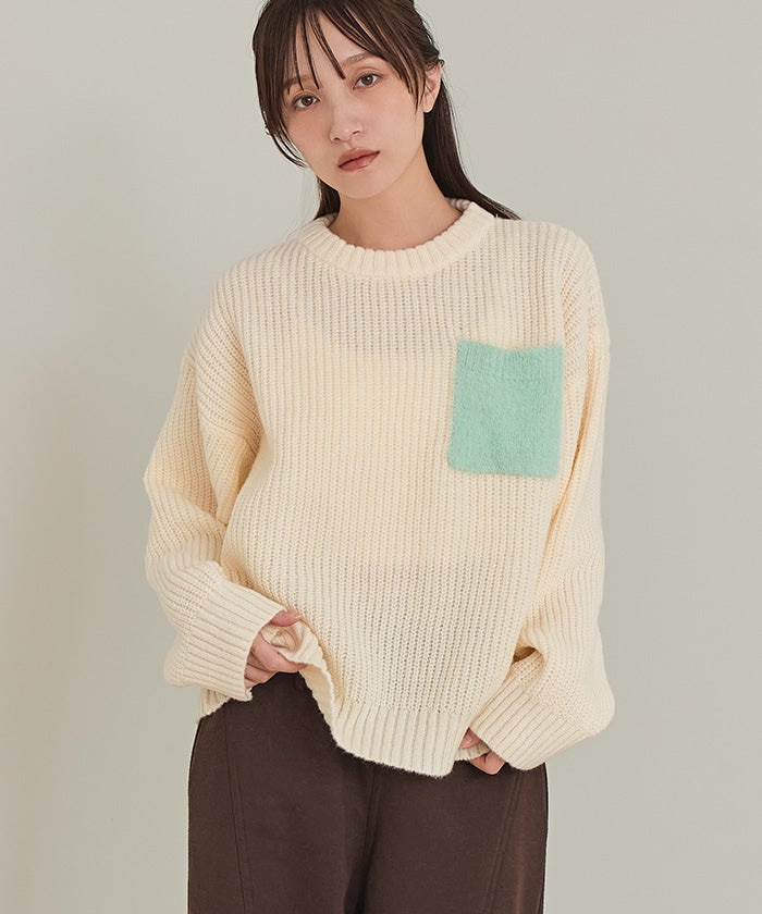 Miette. ページ シャギーポケットオーバーサイズニット【miette ミエット】 | titivate