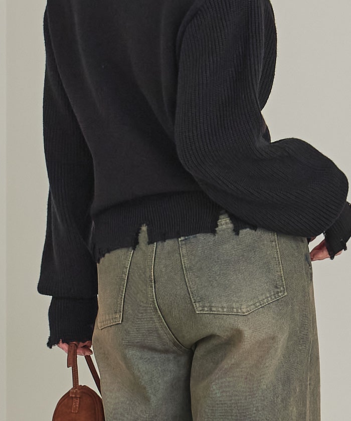ハーフジップダメージニットプルオーバー【miette ミエット】 | titivate