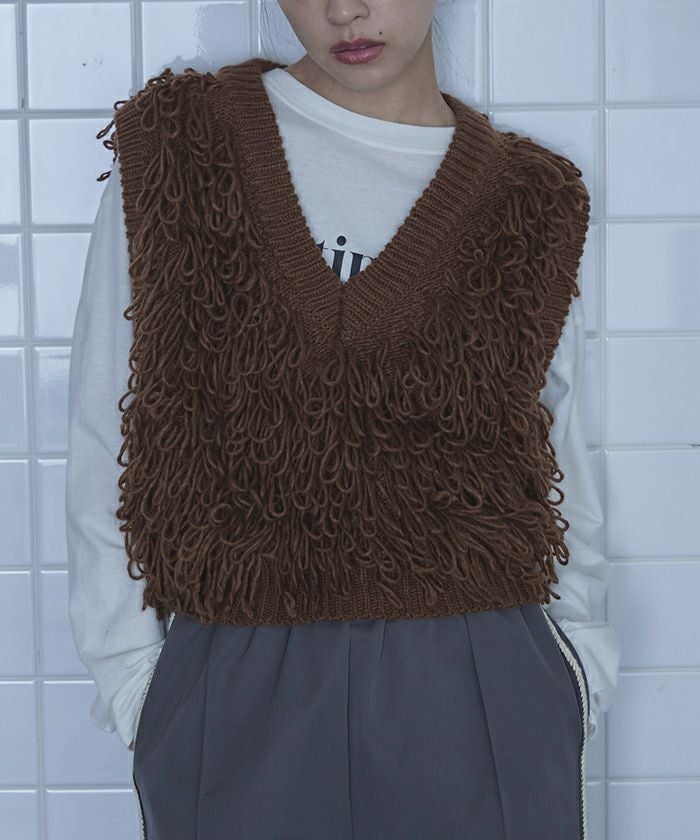 Vネックループニットベスト【miette ミエット】 | titivate