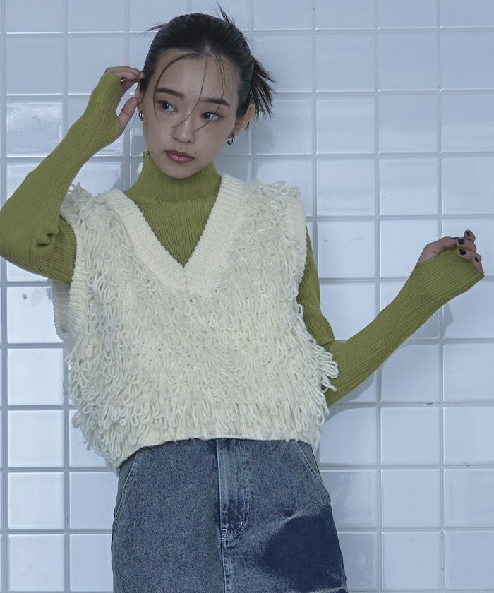 Vネックループニットベスト【miette ミエット】 | titivate