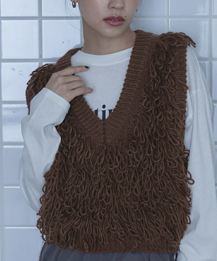 Vネックループニットベスト【miette ミエット】 | titivate