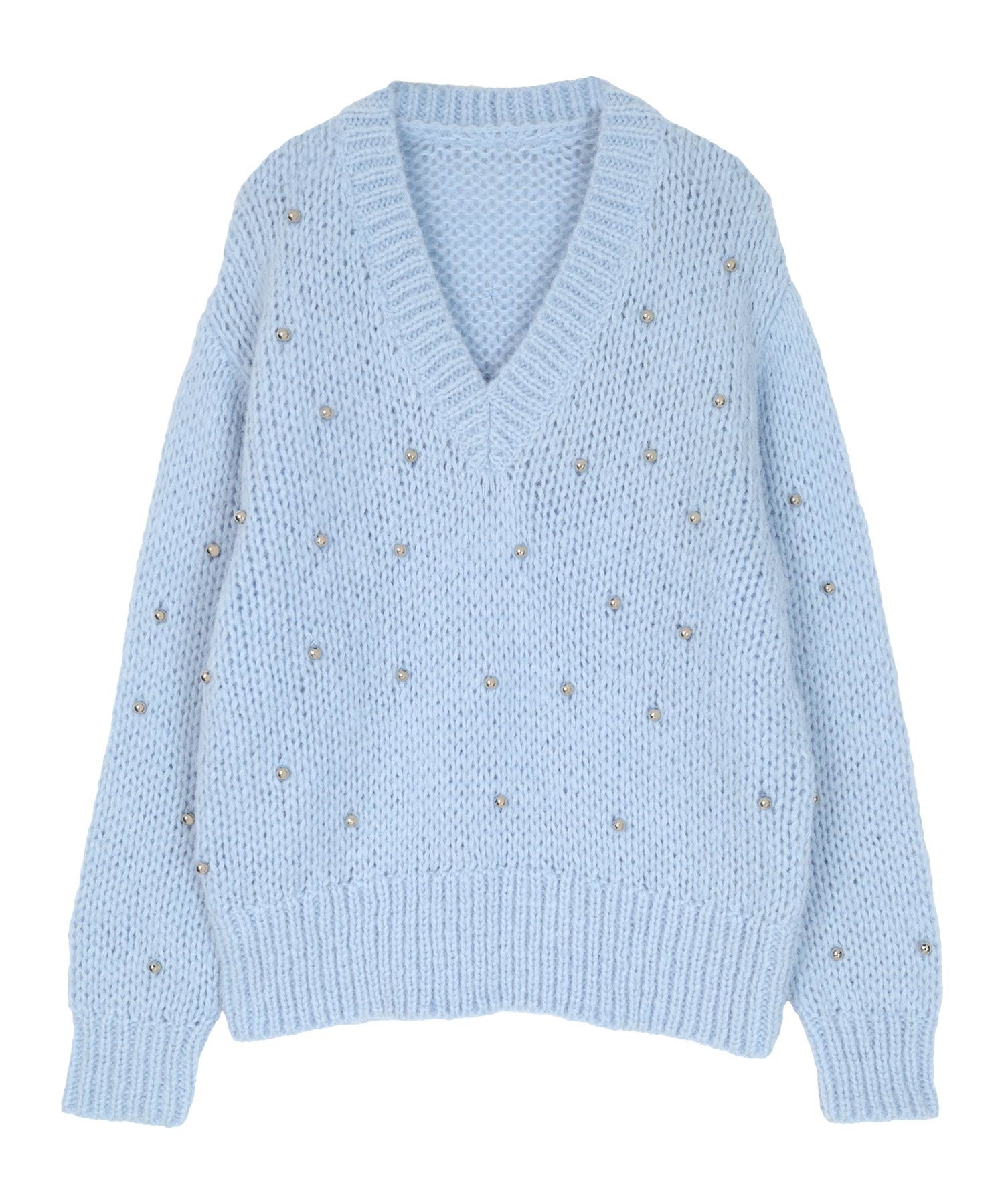 早い者勝ち シルバービーズ ニットプルオーバー シルバービーズVネックニット【miette ミエット】 | titivate