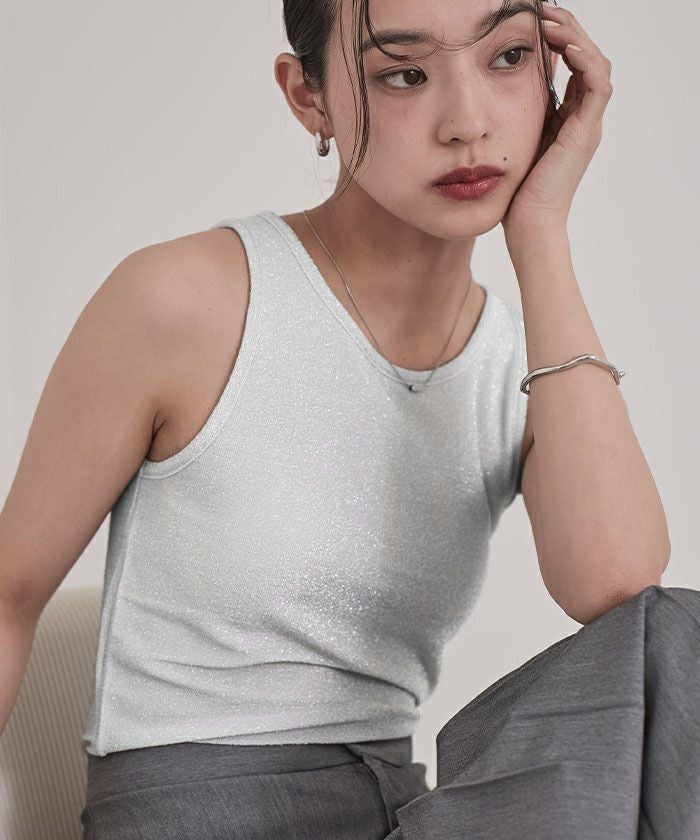 カップ付きラメアメスリタンクトップ【miette ミエット】 | titivate
