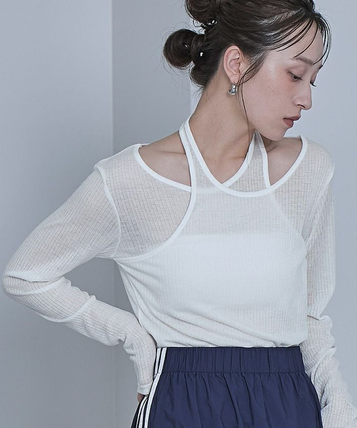 シアーリブレイヤードライクトップス【miette ミエット】【メール便可