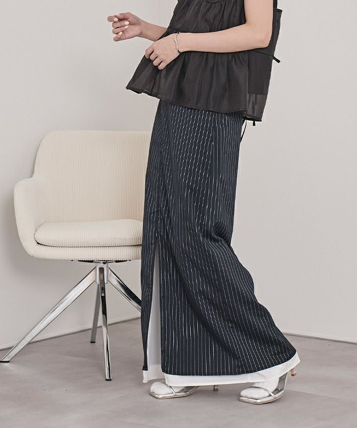 フロントファスナーストライプタイトスカート【miette ミエット