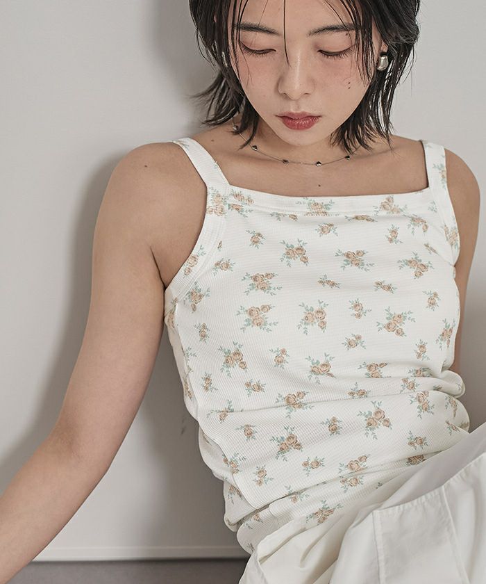 カップ付き小花柄サーマルキャミ【miette ミエット】 | titivate