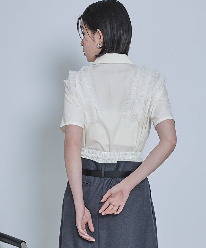 チュールフリル半袖シャツ【miette ミエット】【メール便可／80