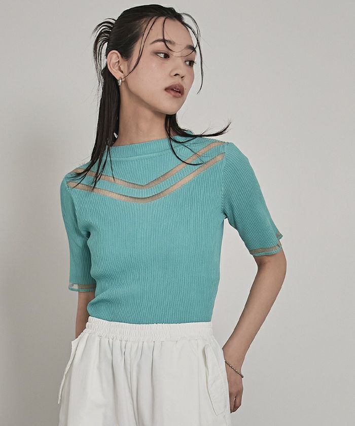 シアーライン5分袖プルオーバー【miette ミエット】【メール便可／90