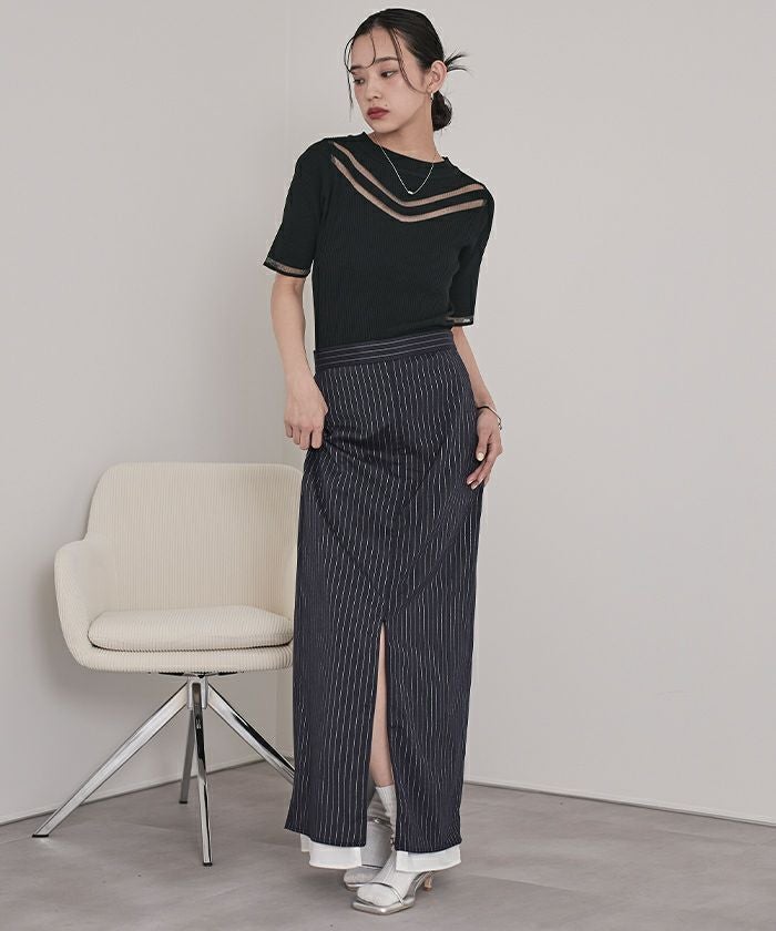 すーちゃん様*size100 9/18必着 シアーライン5分袖プルオーバー【miette ミエット】【メール便可／90