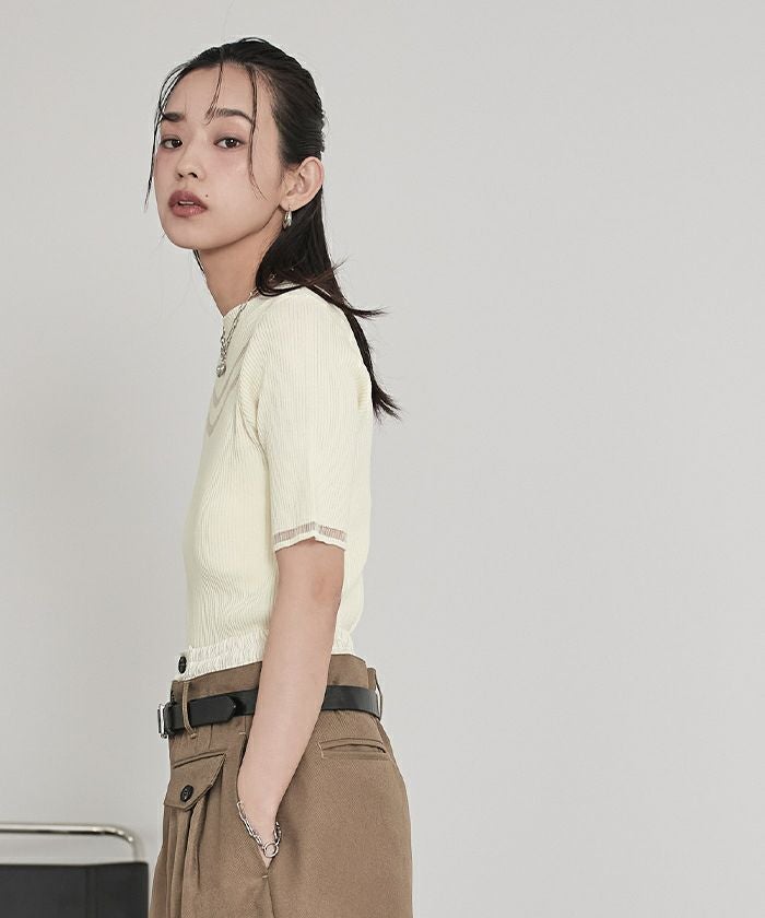 シアーライン5分袖プルオーバー【miette ミエット】【メール便可／90