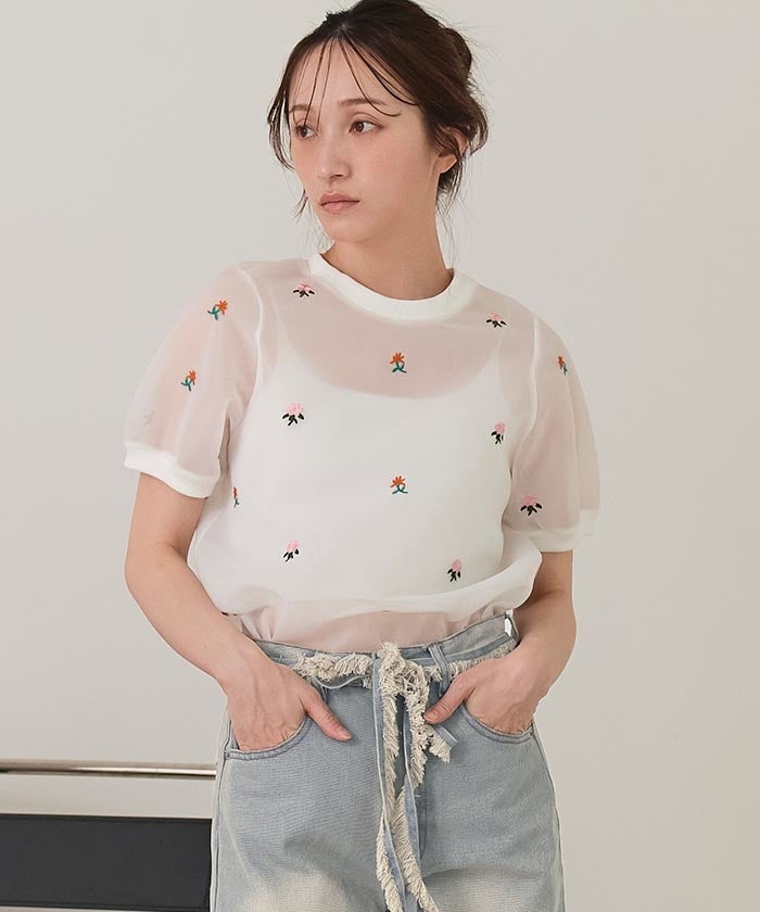 ウエストリボンカーブラインデニムパンツ【miette ミエット】 | titivate