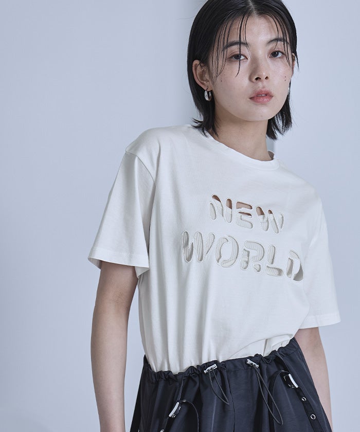 ロゴカットアウトTシャツ【miette ミエット】【メール便可／100