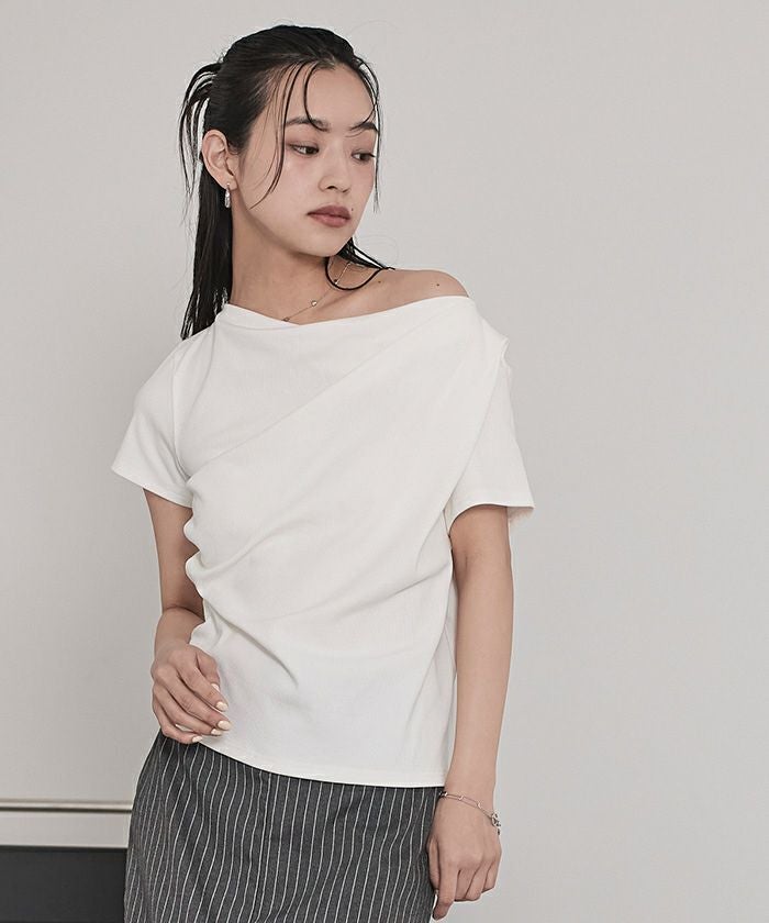 ドレープデザインリブトップス【miette ミエット】 | titivate