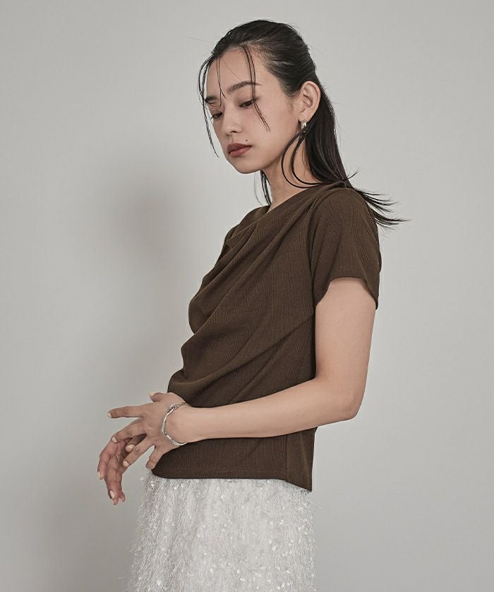 ドレープデザインリブトップス【miette ミエット】 | titivate