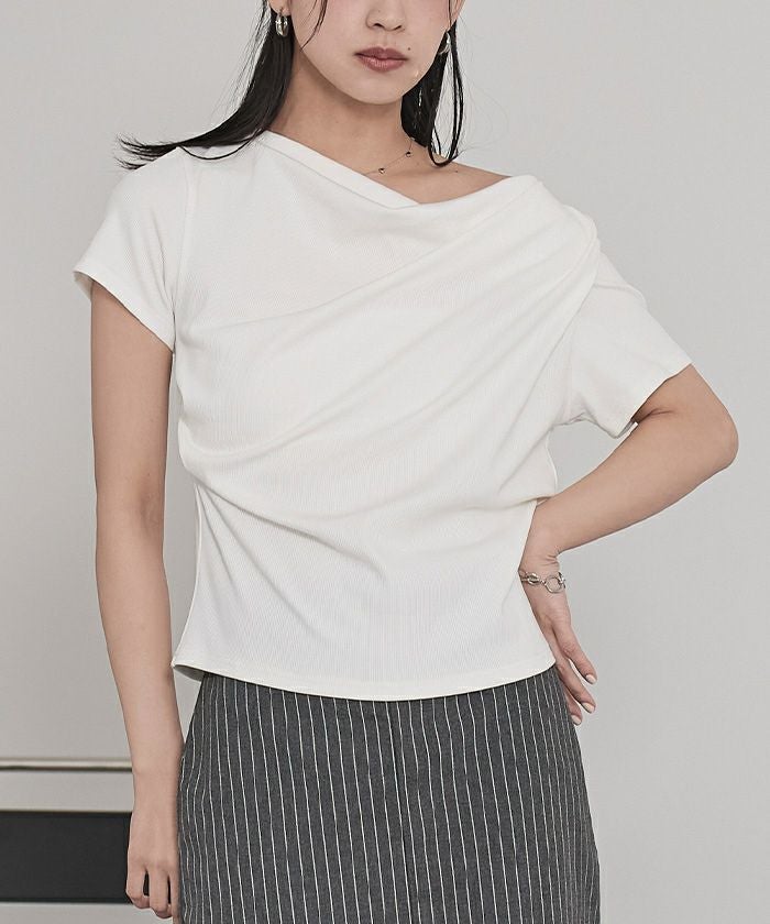 ドレープデザインリブトップス【miette ミエット】 | titivate