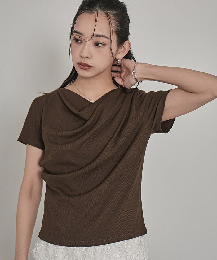 ドレープデザインリブトップス【miette ミエット】 | titivate
