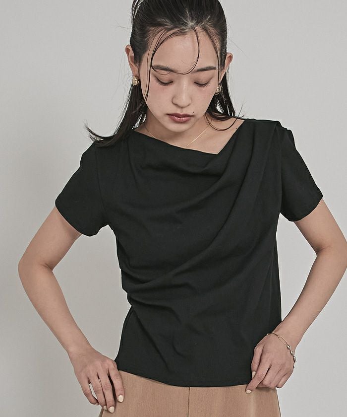 ドレープデザインリブトップス【miette ミエット】 | titivate
