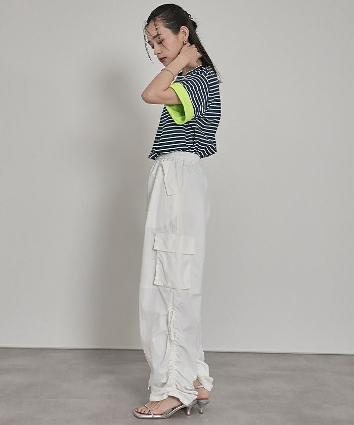 配色ロールアップTシャツ【miette ミエット】【メール便可／100